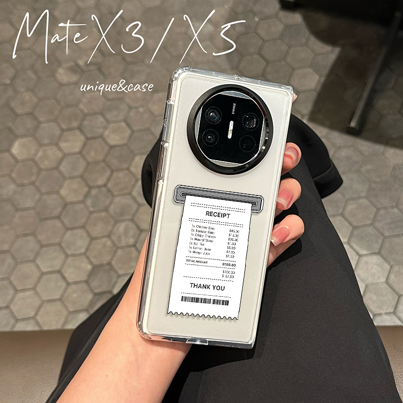 美食清单适用华为MateX3手机壳典藏版X5新款X2折叠屏四周全包防摔超薄软边透明女卡通简约个性创意高端保护套