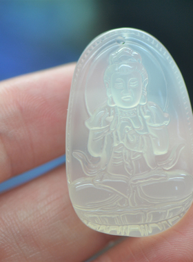 玉髓蛇本命佛吊坠普贤菩萨