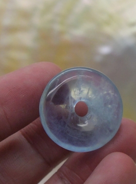 圆梦开运阁天然海蓝宝平安扣吊坠