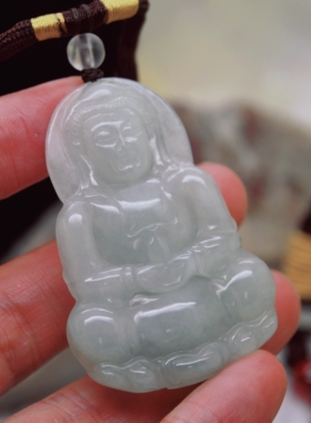 天然冰糯种翡翠观音吊坠