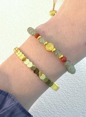 厚金包银鱼鳞手镯不怕磕碰不掉色