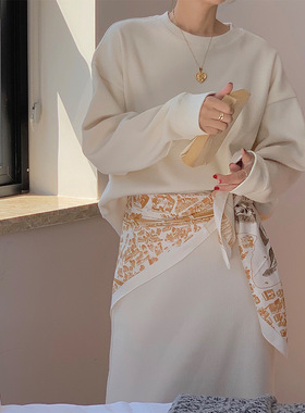 法式复古设计感小众丝巾抹胸女内搭款性感裹胸多功能90大方巾围巾