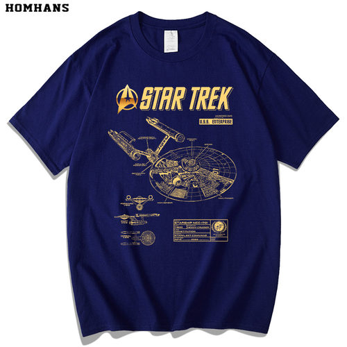 红韩星际迷航Star Trek进取号星舰宇宙探索科幻电影纯棉短袖男女 - 图1