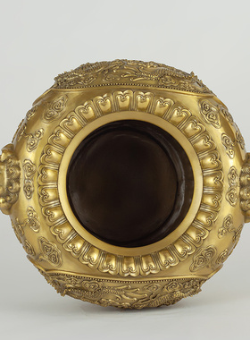 纯铜中式龙纹招财聚宝盆客厅摆件