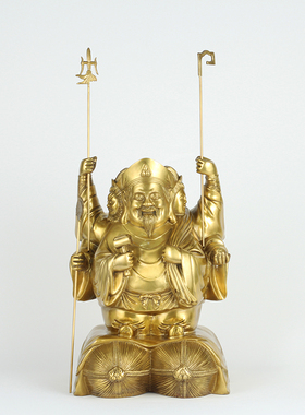 纯黄铜大黑天财神工艺品摆件家居中式办公室家居玄关装饰礼品摆件