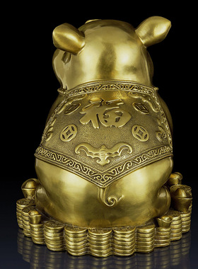 纯黄铜招财金猪摆件中式家居装饰品工艺品铜猪生肖猪客厅生日送礼