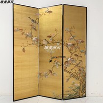 National Wind Ancient Charm Tea Room Decoration Painting Matching Handpainted Gold Leaf Lacquer Painting Flower Bird Screen Painting Happy Magpie Newsroom Decoration