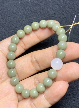 天然和田碧玉圆珠手串附证书