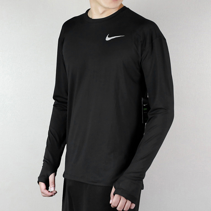 Nike/耐克2019春夏新款男子針織跑步訓練長袖 圓領速幹T恤930241-