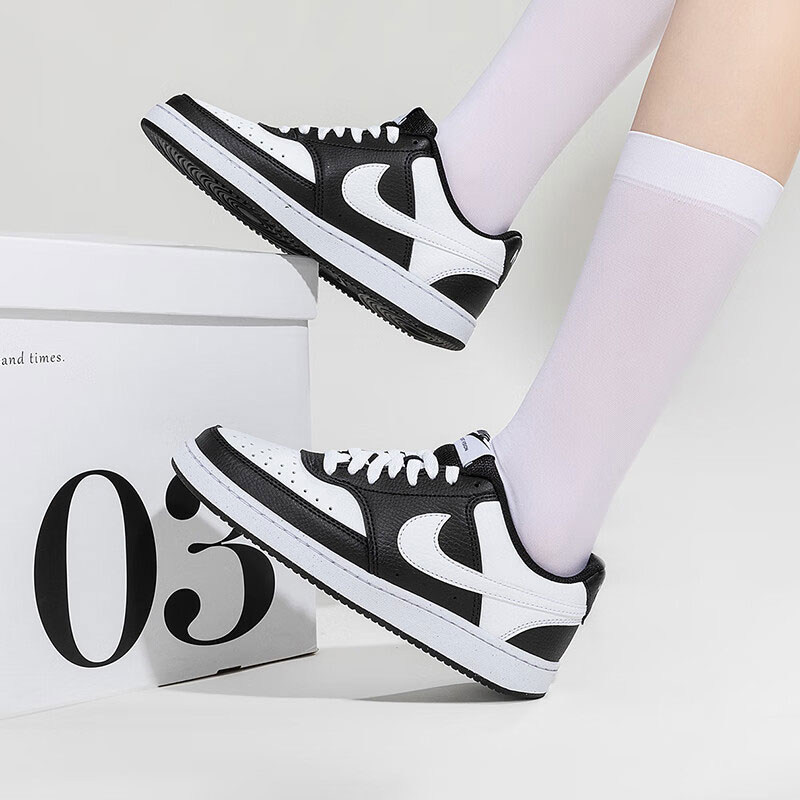 Nike耐克女鞋COURT VISION25冬季黑白熊猫休闲运动低帮板鞋DH3158,淘宝优惠券,粉丝福利购,淘宝优惠卷