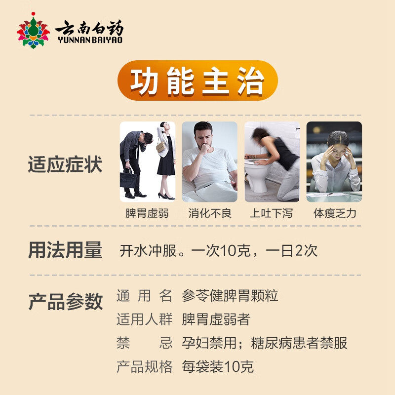 云南白药云丰参苓健脾胃颗粒10袋补脾健胃脾胃虚弱不消化旗舰店
