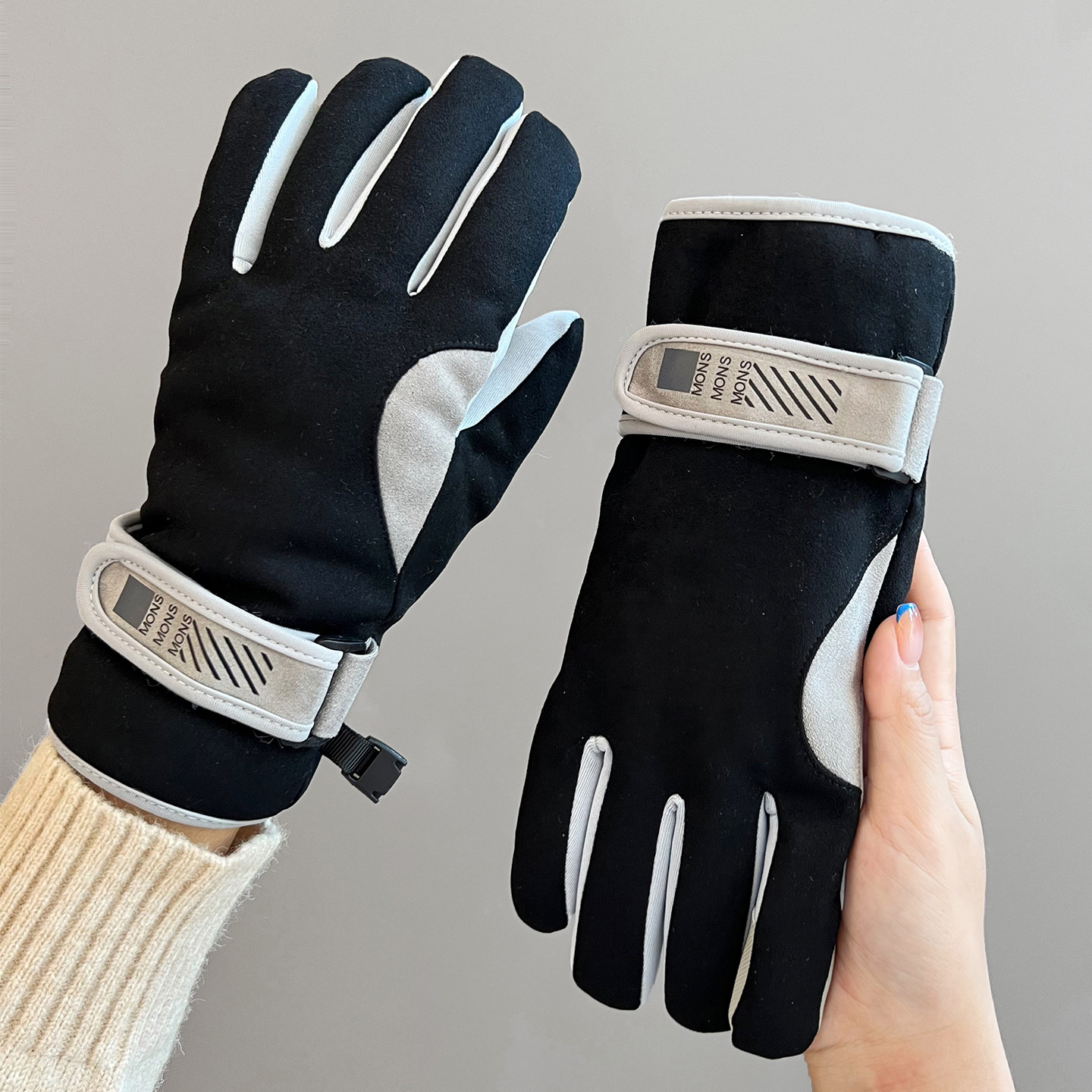 麂皮绒手套男女秋冬季加绒加厚保暖防寒可触屏骑行户外滑雪棉手套,淘宝优惠券,粉丝福利购,淘宝优惠卷