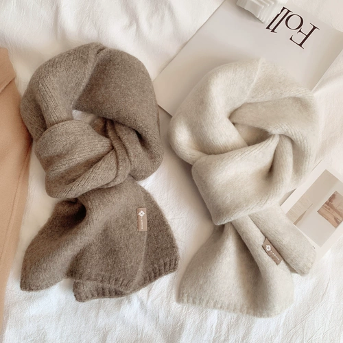 Универсальный зимний брендовый трикотажный удерживающий тепло шарф из искусственного меха для влюбленных, в корейском стиле