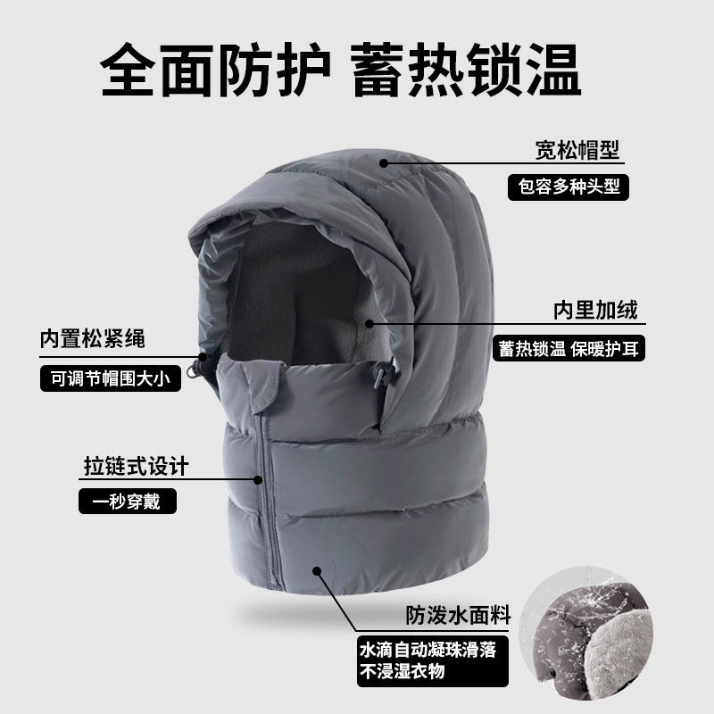 骑行护耳面罩一体帽子女秋冬天保暖神器滑雪加绒风雪东北雷锋帽男