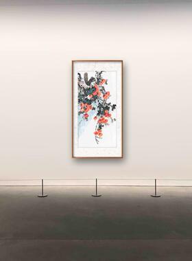 手绘国画柿子松鼠图装饰画松鼠拜寿书房挂画柿子松鼠水墨字画高雅