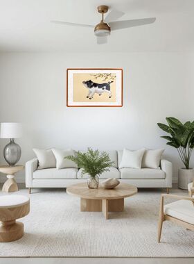 厚德载物手绘国画 手绘猪画 养猪宣纸画 可爱小猪诸事顺利相框画