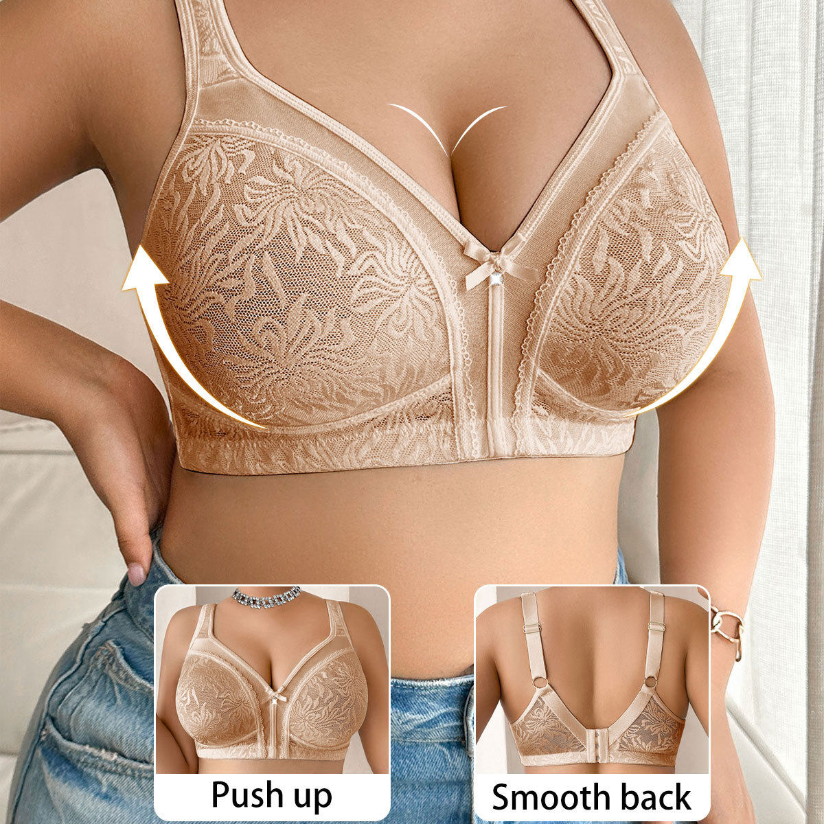 欧美大码文胸蕾丝网纱爆款无胸垫无钢圈宽肩带舒适大胸显小内衣女,淘宝优惠券,粉丝福利购,淘宝优惠卷