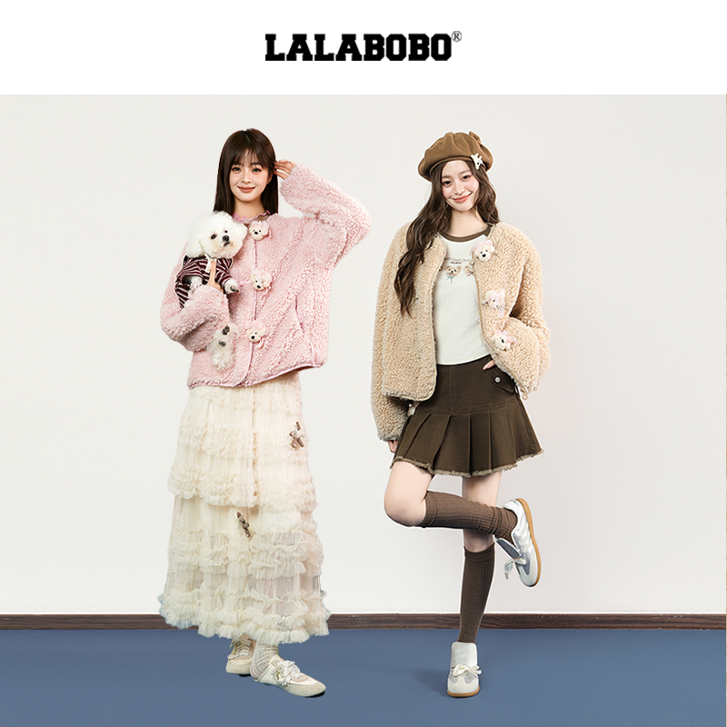 【玩偶盘扣】LALABOBO毛绒外套25年冬新原创盘扣巨好看印花外套 - 图3