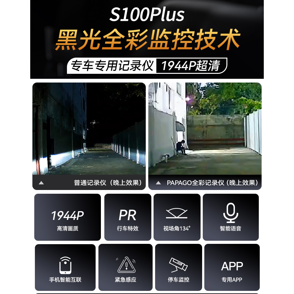 PAPAGO S100Plus S200Pro 1944P超清专车专用行车记录仪S200Pro-图0