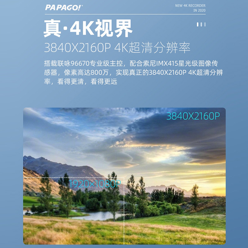 PAPAGO趴趴狗行车记录仪新款GoSafe560WiFi 4K高清夜视免安装无线