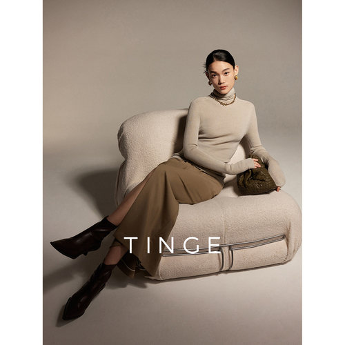 TINGE贴己全领型无缝一体可机洗羊毛衫内搭扬子纱针织打底衫上衣 - 图0