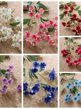 梅雨帘幕蓝星花仿真花装饰婚庆手捧花玫瑰花墙假花INS厂家家居