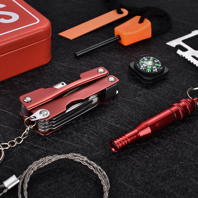 户外求生装备多功能生存工具套装野外急救盒SOS打火石刀应急用品,淘宝优惠券,粉丝福利购,淘宝优惠卷