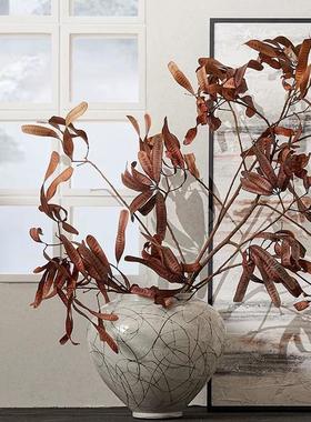 侘寂风复古手工陶瓷花瓶花器摆件新中式酒店售楼处玄关柜台装饰品