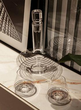 现代简约家居设计茶几桌面软装饰品洋酒杯套装搭配托盘洋酒具摆件