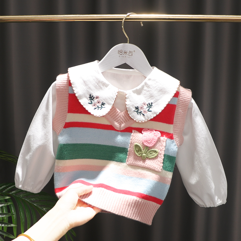 女童衬衫春秋款纯棉衬衣八九个月宝宝衣服婴儿白色长袖上衣小衫 - 图0