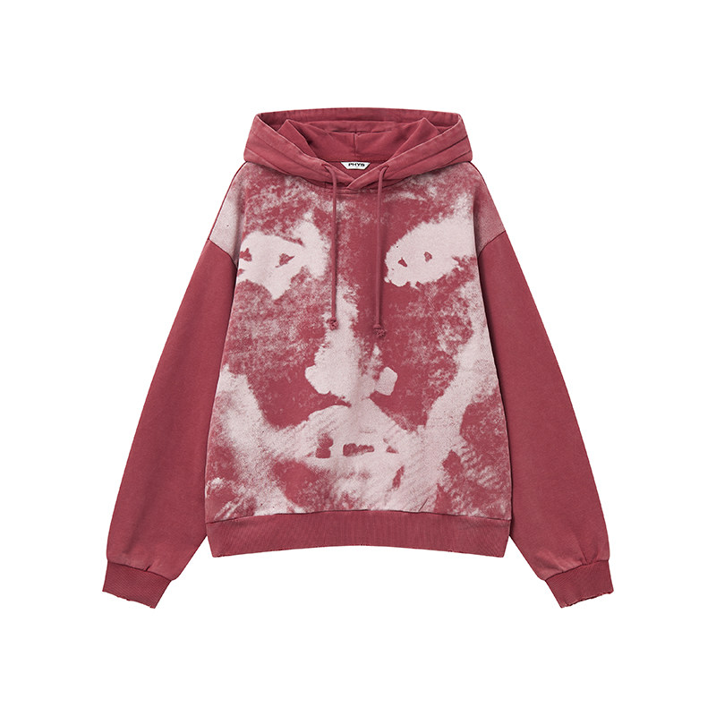 【明星同款】物理少年「奇异感官」斑驳头像印花水洗耳朵连帽卫衣