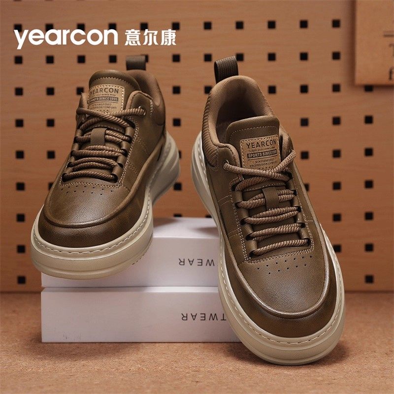 意尔康男鞋2026新款秋冬季潮百搭板鞋高端男士英伦风复古休闲皮鞋,淘宝优惠券,粉丝福利购,淘宝优惠卷