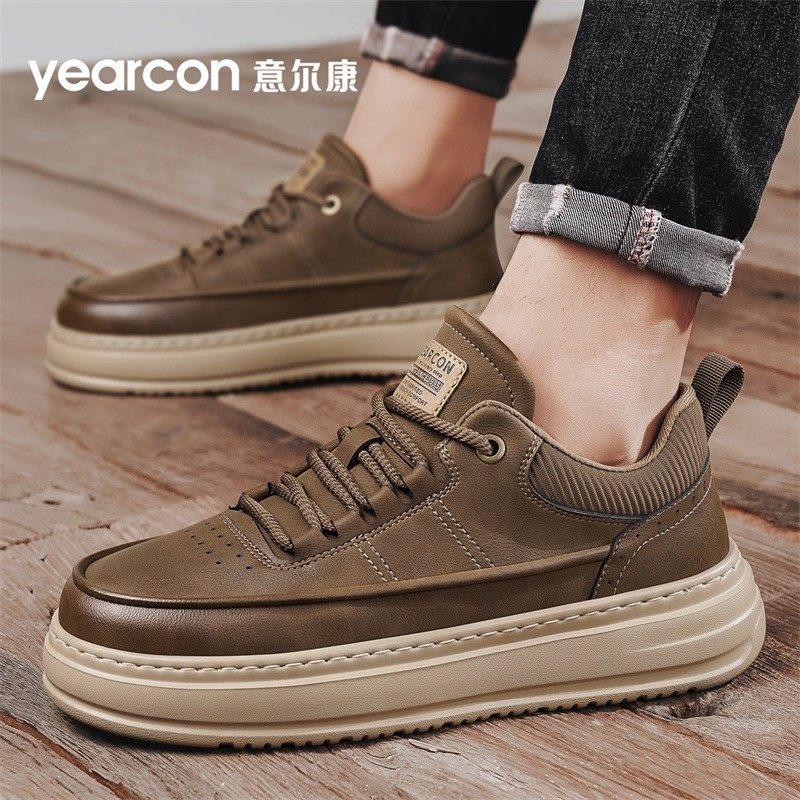 意尔康男鞋2026新款秋冬季潮百搭板鞋高端男士英伦风复古休闲皮鞋,淘宝优惠券,粉丝福利购,淘宝优惠卷