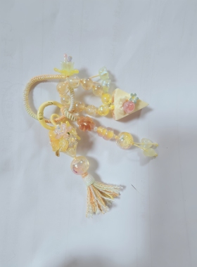 原创爆闪花花手机链挂件钥匙扣包包挂饰创意编织花篮挂扣车挂