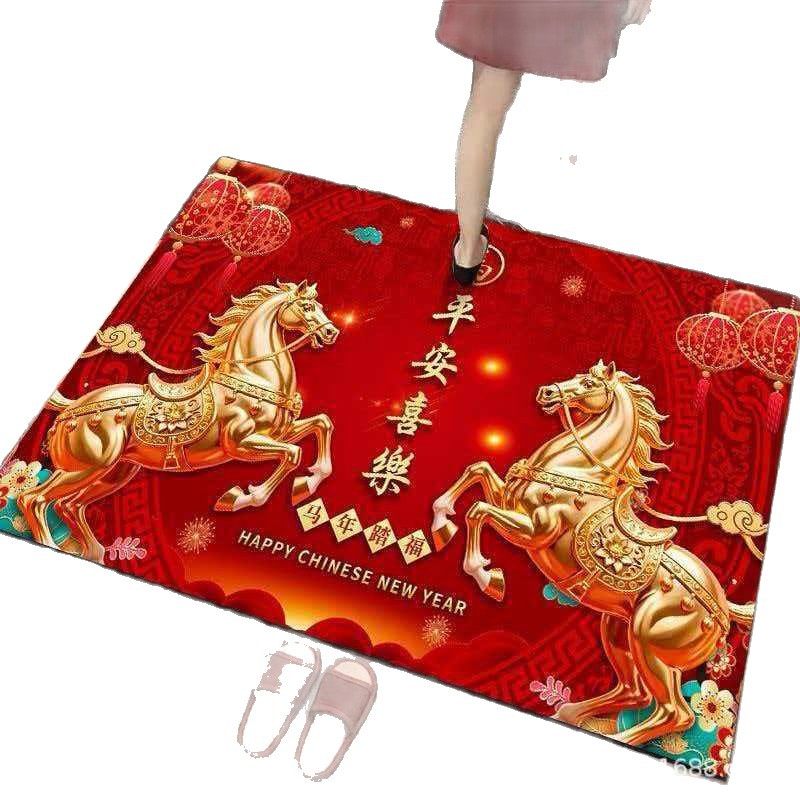 硅藻泥红色春节地垫马年2026入户门垫大门口脚垫吸水防滑硅胶地垫,淘宝优惠券,粉丝福利购,淘宝优惠卷