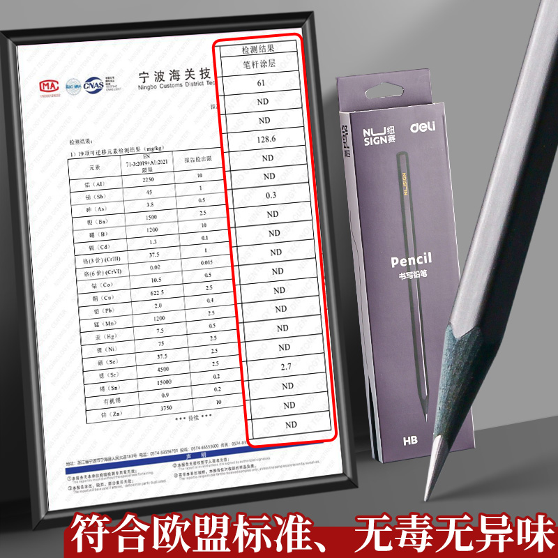 得力黑木铅笔hb小学生专用书写用具无铅毒2b比考试涂卡笔儿童二年级一年级幼儿园练字笔画画素描学习文具用品 - 图2