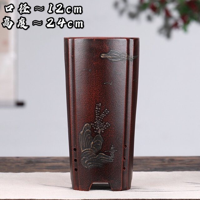 Tiehuaxuan purple sand flower bonsai pot small succulent flower pot old pile cliff sign tube flower pot purple sand flower pot