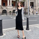 Drooping black suspender long skirt modal dress for women