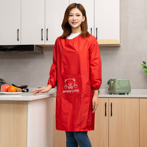 反穿大人罩衣防水防油长袖围裙女士新款定制家用厨房护衣工作服男 - 图2