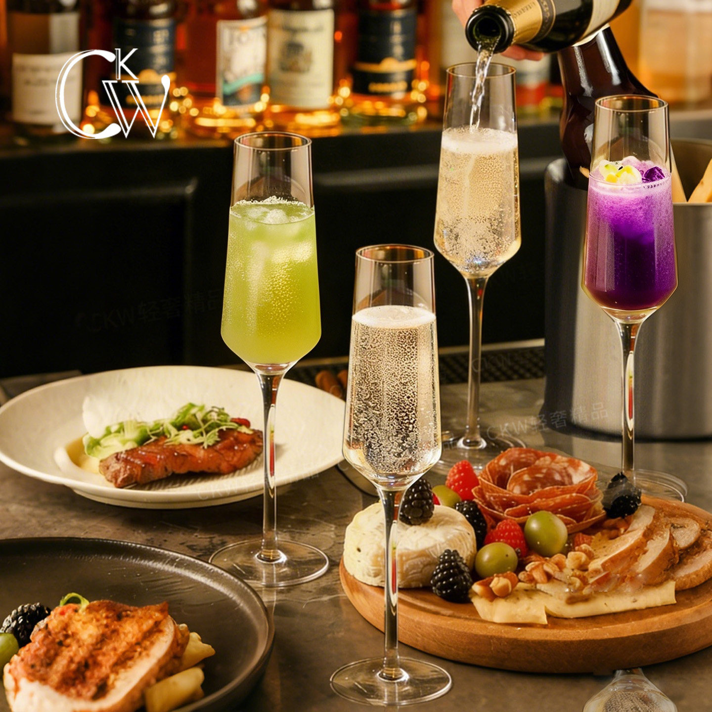 香槟杯高颜值高脚杯鸡尾酒白葡萄酒杯家用水晶杯子CKW礼盒酒杯,淘宝优惠券,粉丝福利购,淘宝优惠卷