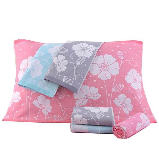 Toalla de almohada acolchada de gasa de algodón puro con patrón de dibujos animados para niños y adultos Toalla de almohada de gasa de algodón puro de doble uso Toalla de regalo
