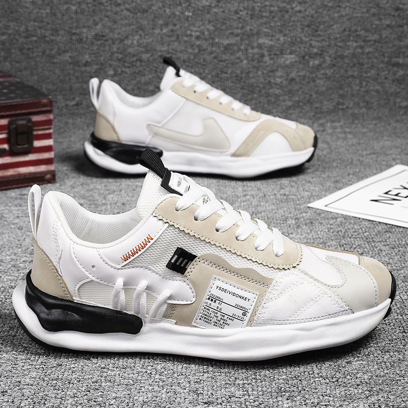 2025男鞋夏季透气2025新款网面运动休闲跑步设计小众老爹百搭潮鞋 - 图1