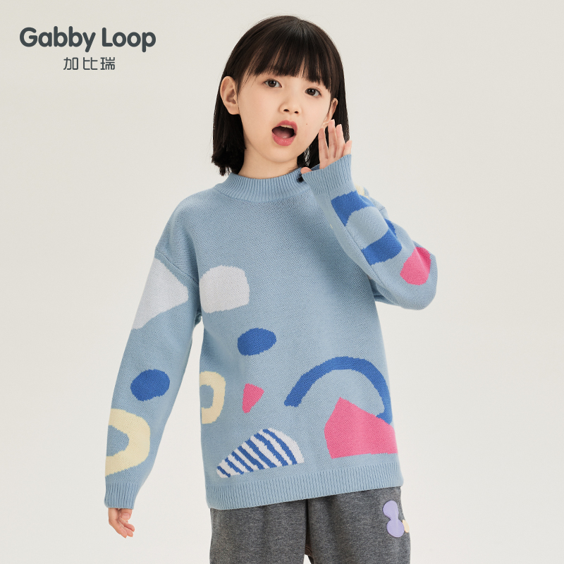 加比瑞女童毛衣秋冬款儿童冬款针织衫款秋季女孩全棉打底线衫厚款 - 图1