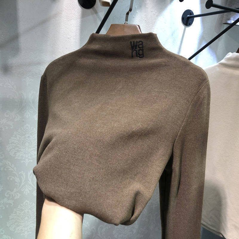 2024秋冬德绒修身内搭半高领保暖打底衫新款韩版长袖t恤女装批发 - 图2