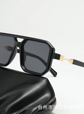 2025跨境新款方形太阳镜欧美时尚复古简约双梁飞行员框网红墨镜