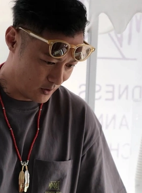 余文乐同款十一周年联名成都限定柠檬黄太阳镜手工眼镜框男女