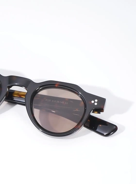 新款复古圆形粗框太阳眼镜板材高级感小圆方脸防晒墨镜男女款