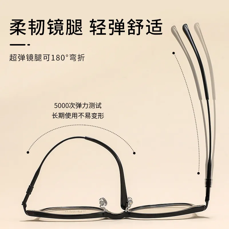 丹阳眼镜邦沐复古方圆板材眼镜框可配度数防蓝光近视眼镜9205 - 图1