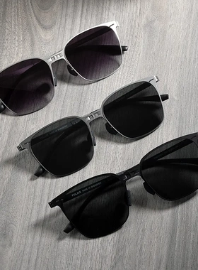 2024新款轻薄折叠太阳眼镜男不锈钢时尚超轻司机钓鱼驾驶复古墨镜