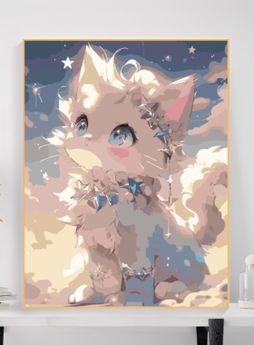 治愈猫咪数字油画DIY手绘